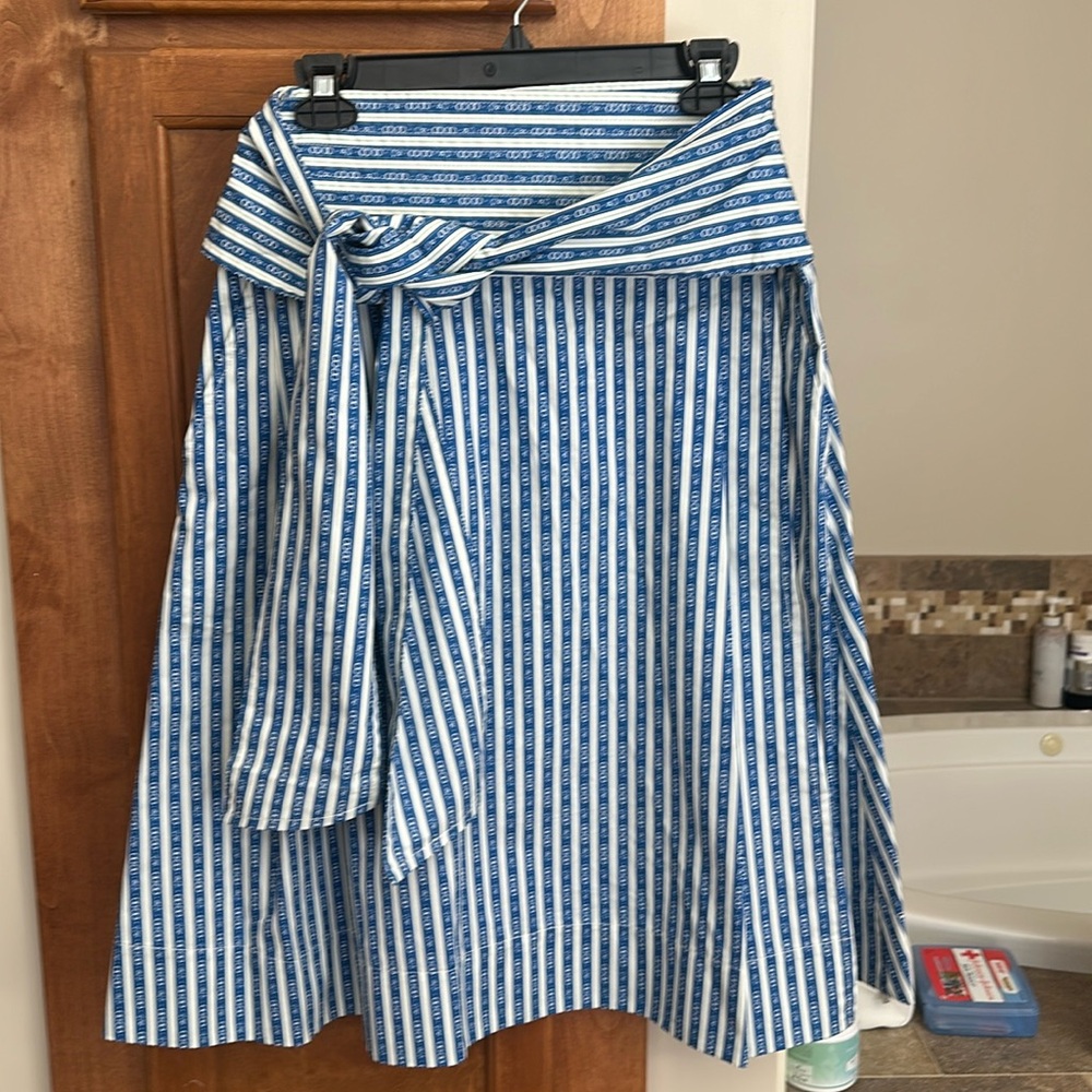 Tory Burch Gemini link stripe wrap skirt brand new with tag size 10